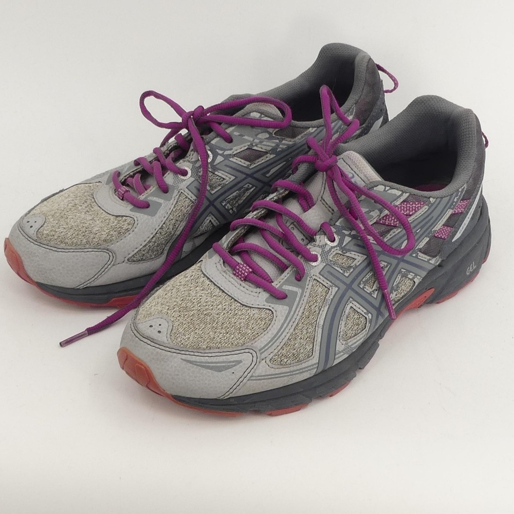 Asics Gel-Venture 6 Shoes Women's Size 12 Gray Purple Trail Running 1012A504